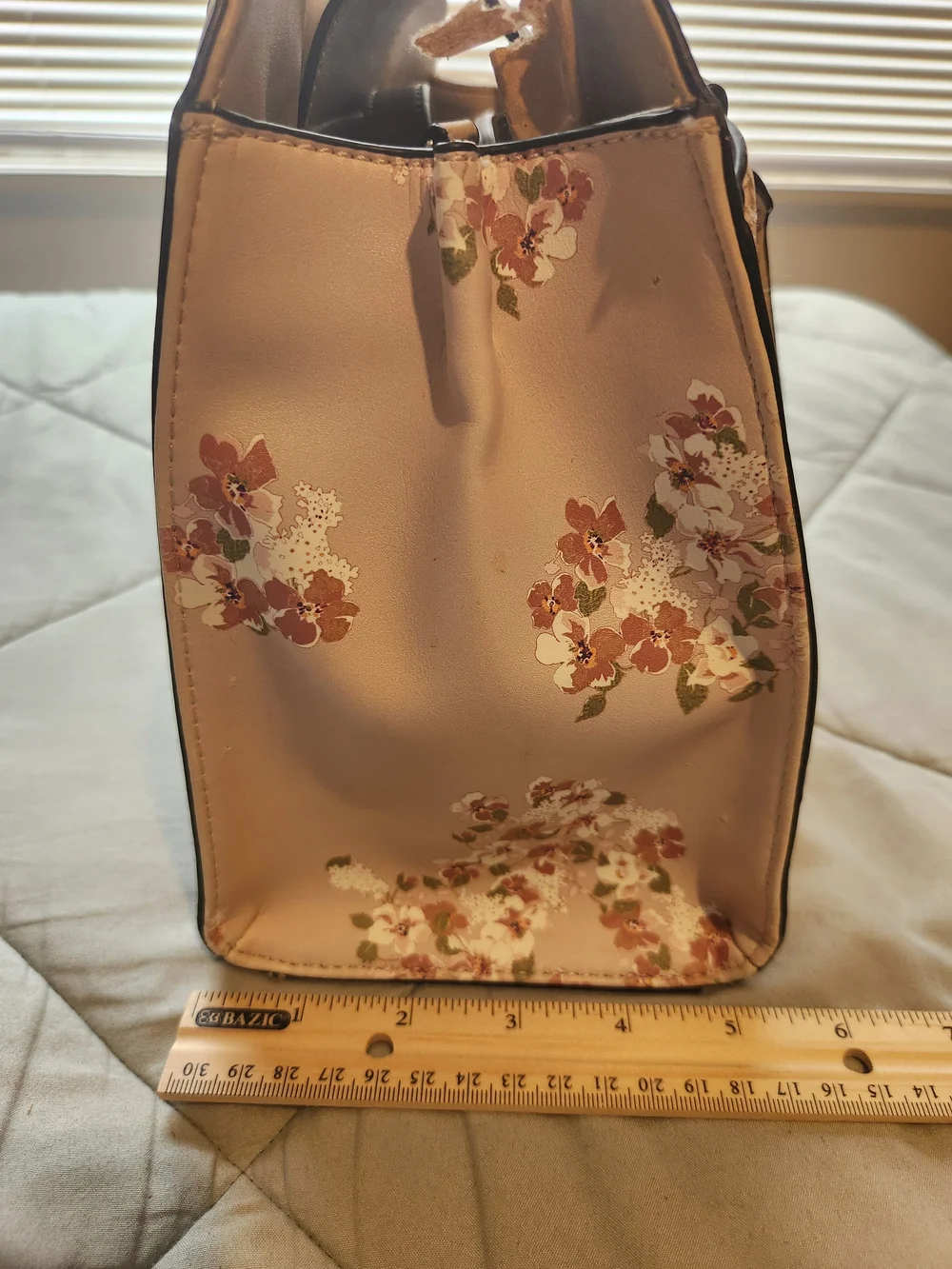 Nine West Blush Pink Floral Satchel with Detachable Strap